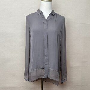 Elie Tahari Long Sleeve Silk Blouse - Gray XS